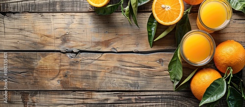 Fresh oranges and a glass o...