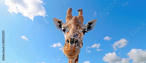 Giraffe in close up with bl...