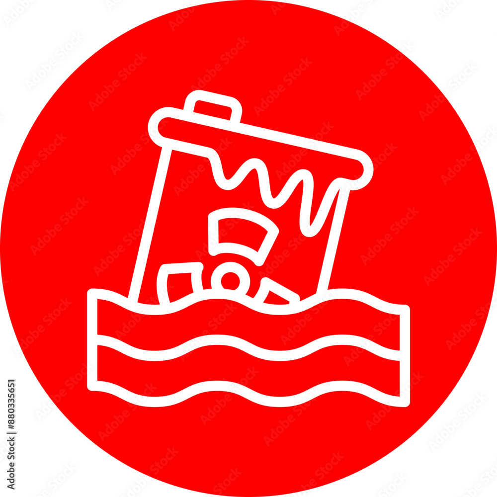 Ocean Oil Spill Vector Line White Circle Red Ocean Oil Spill Vector Line White Circle Red