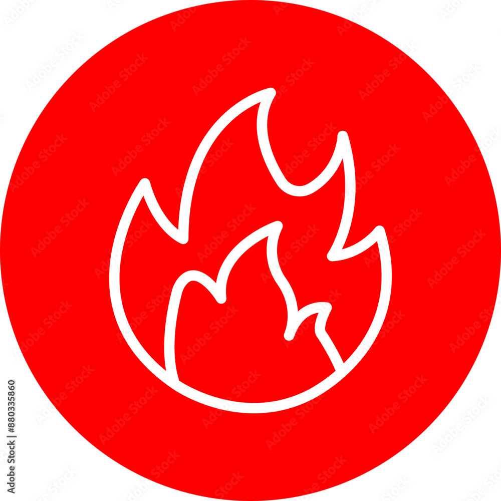 Fire Pollution Vector Line White Circle Red