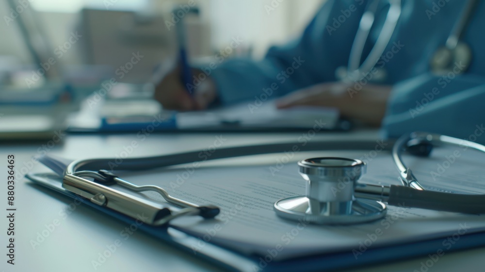 The stethoscope on clipboard