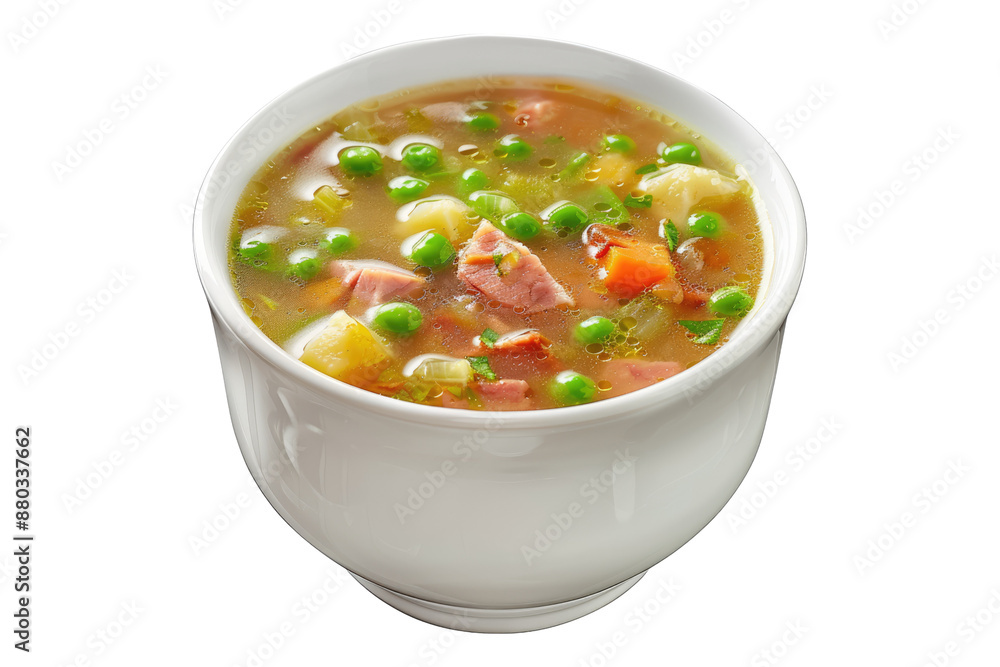 Soup with ham and piece isolated on transparent background Soup with ham and piece isolated on transparent background