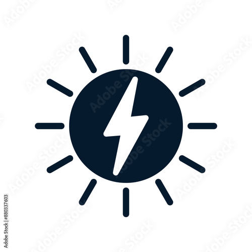 Solar energy concept. Vector linear icon isolated on white background.