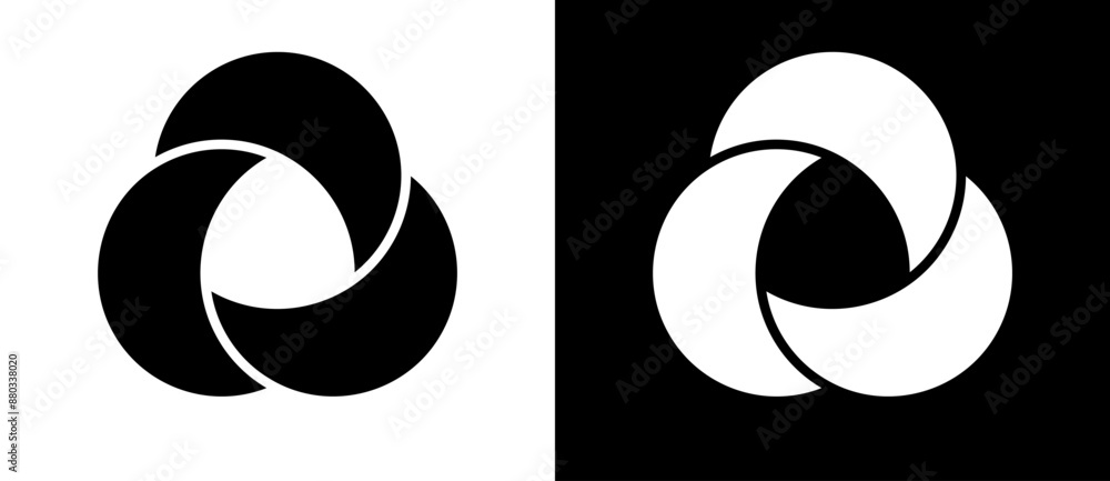 Abstract background with spiral. Art lines design logo or icon. A black figure on a white background and an equally white figure on the black side. Abstract background with spiral. Art lines design logo or icon. A black figure on a white background and an equally white figure on the black side.