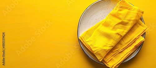 Top view of a yellow kitche...