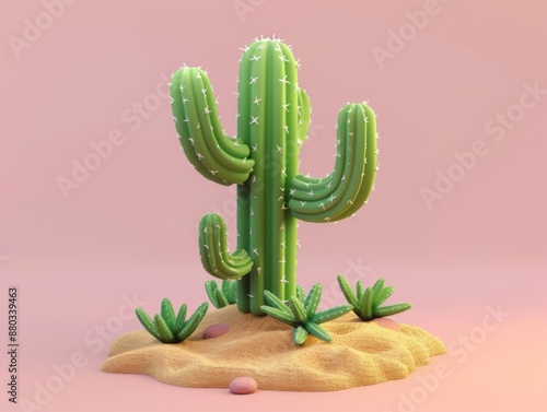 3D cactus in the dessert photo