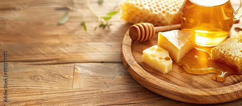 Wooden desk with a cheese p...