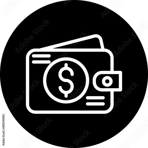 Wallet Vector Line White Circle Black