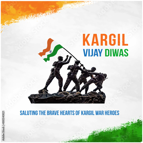 Kargil Vijay Diwas, July 26th. India. Indian Backgrounds. Social Media Template Vector Design Illustration