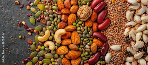 An assortment of beans nuts...