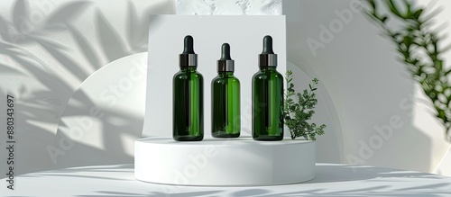 Three green glass dropper b...
