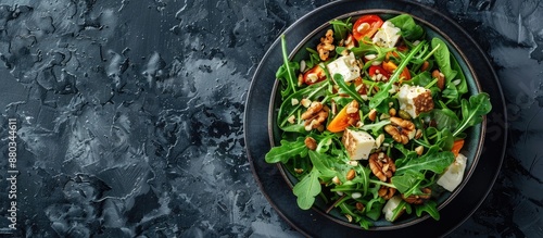 Healthy vegan salad with br...