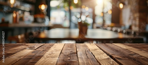 Empty brown wooden table in...