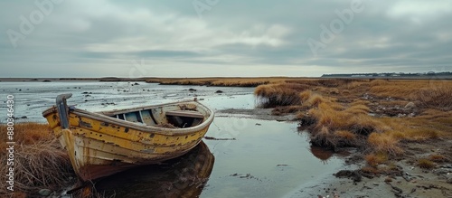 Abandoned small boat on sho...