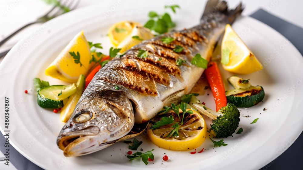 Grilled fish with steamed vegetables Grilled fish with steamed vegetables