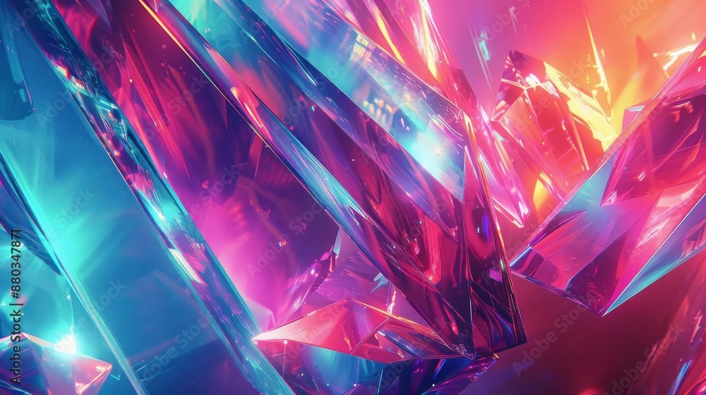 A futuristic abstract scene with colorful glass A futuristic abstract scene with colorful glass
