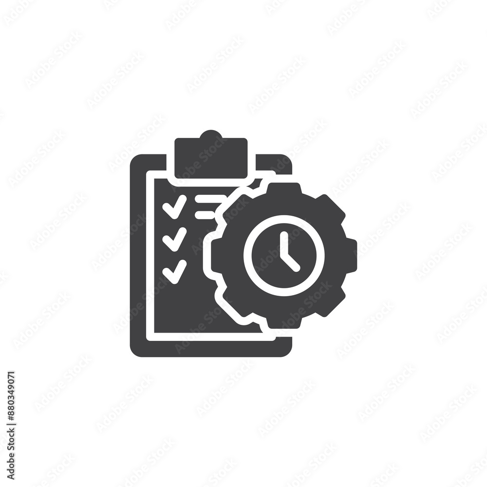 To do list with gear and clock vector icon To do list with gear and clock vector icon