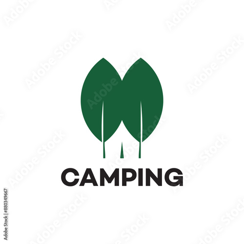 Camping and leaf logo design inspiration