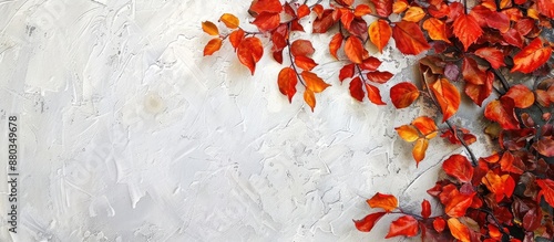 Autumn leaves depicted on a...