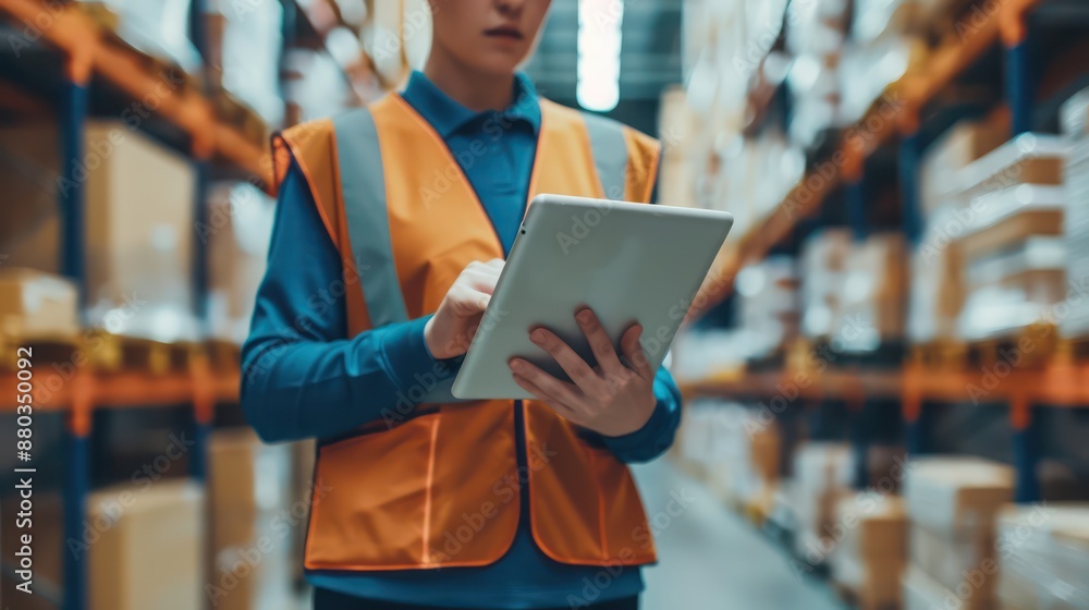 Warehouse employees using tablets and scanners to manage inventory Warehouse employees using tablets and scanners to manage inventory