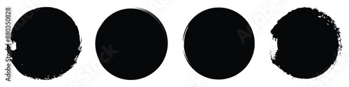 Grunge round shapes. Grunge banner collection.circular background of black ink drawn by hand with a brush.
