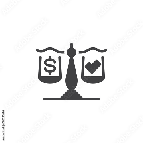 Scale with a dollar sign and a checkmark vector icon