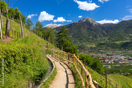 Auf dem Marlinger Waalweg über Meran, Südtirol