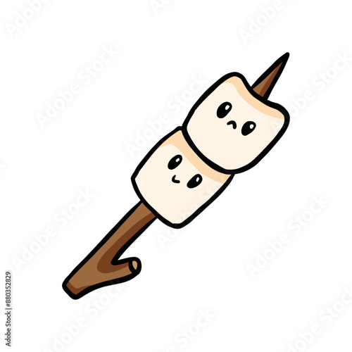 cute kawaii marshmallow cartoon illustration