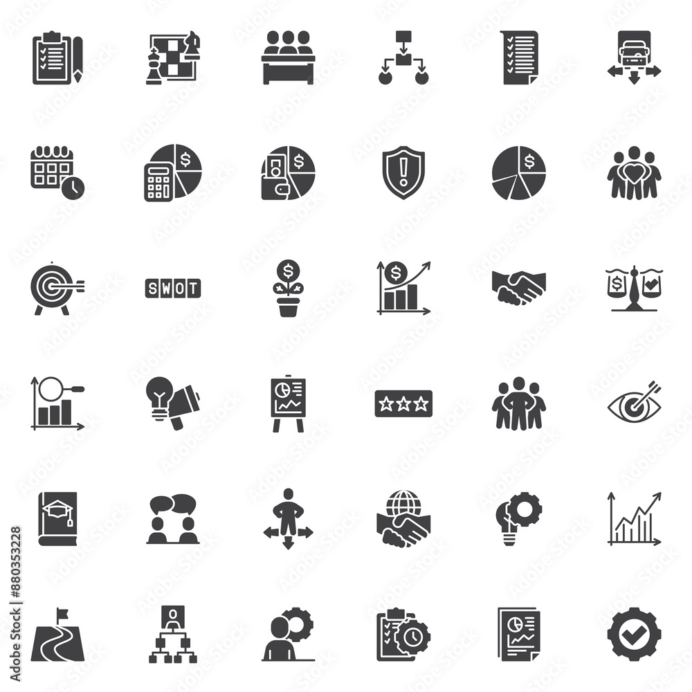 Business Strategy vector icons set Business Strategy vector icons set