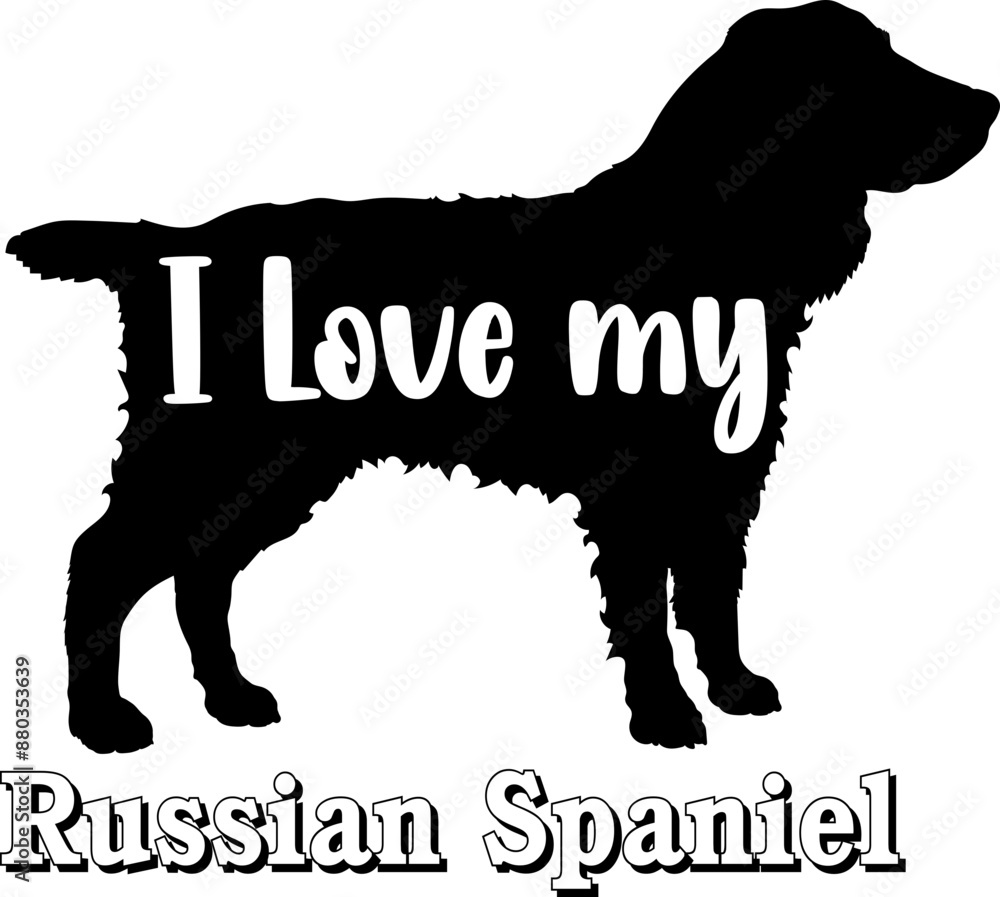 Russian Spaniel I love my dog Dog silhouette dog breeds logo dog monogram vector Russian Spaniel I love my dog Dog silhouette dog breeds logo dog monogram vector