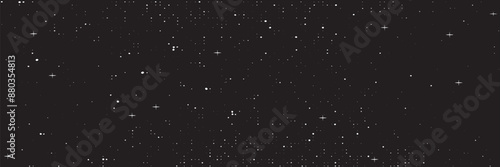 Abstract movement of white star dots on snow on black background isolated space galaxy for abstract futuristic technology, christmas decoration overlay wallpaper, vector.