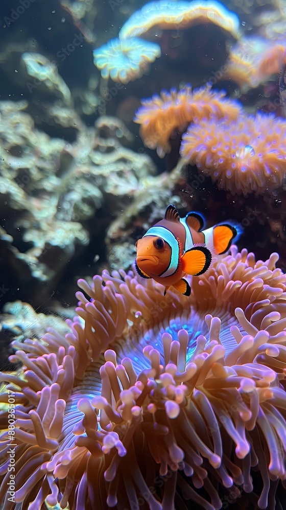 Obraz premium Clownfish Nestling in Colorful Sea Anemone