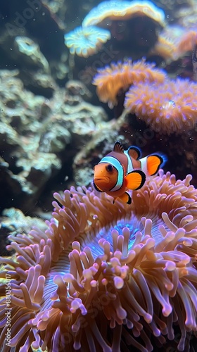 Clownfish Nestling in Colorful Sea Anemone