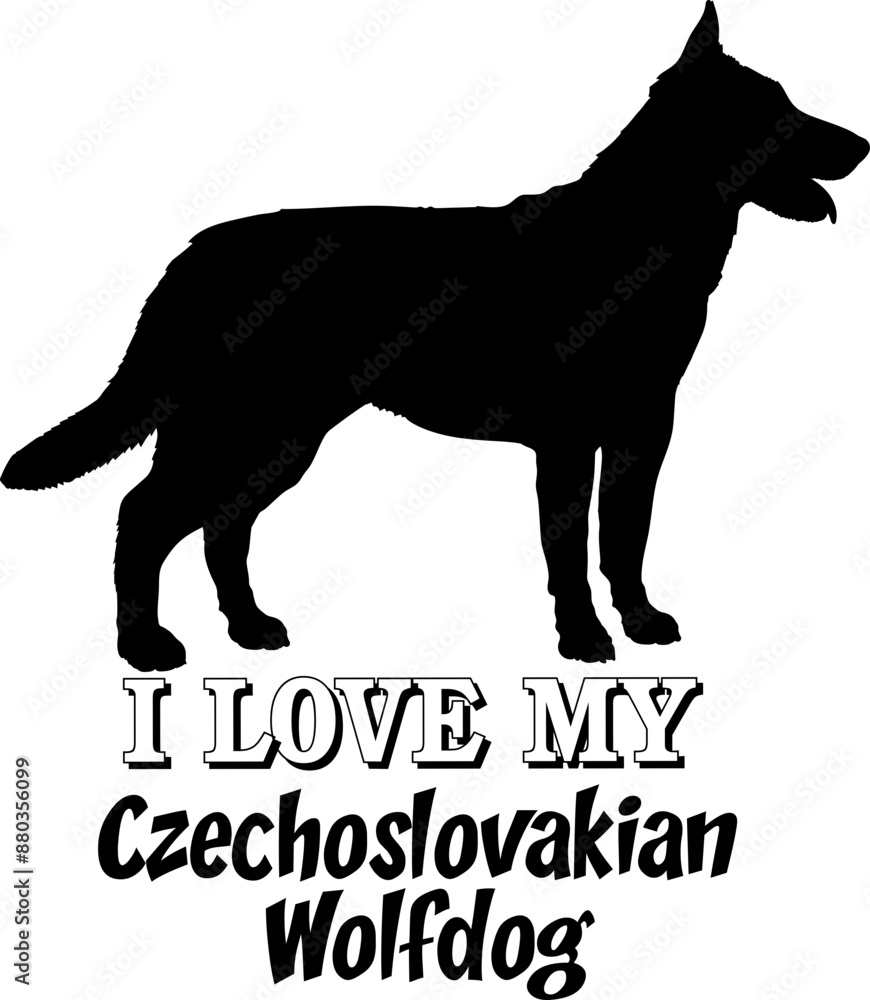 Czechoslovakian Wolfdog. I love my dog Dog silhouette dog breeds logo dog monogram vector Czechoslovakian Wolfdog. I love my dog Dog silhouette dog breeds logo dog monogram vector