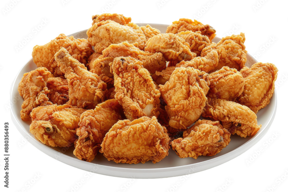 A platter of fried chicken isolated on transparent background A platter of fried chicken isolated on transparent background