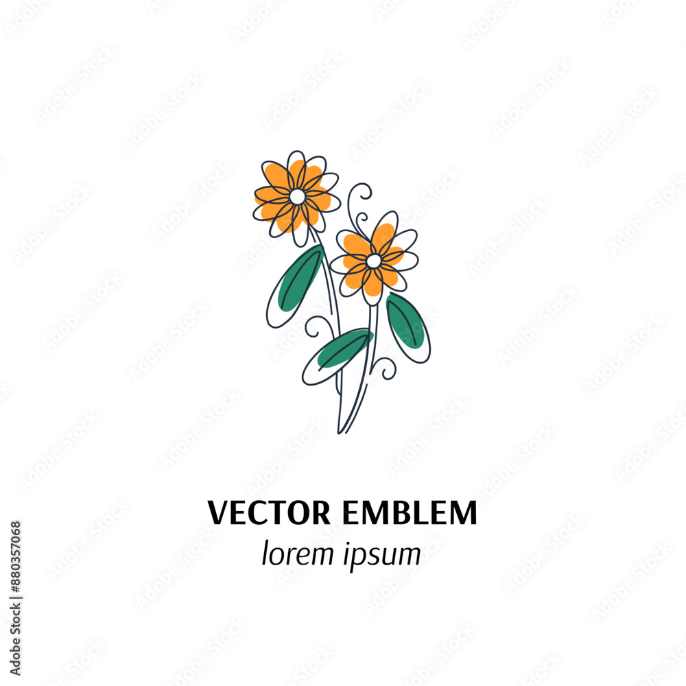 Vector hand made symbol in trendy line style isolated on white background. Flower. Icon in linear style. Vector hand made symbol in trendy line style isolated on white background. Flower. Icon in linear style.