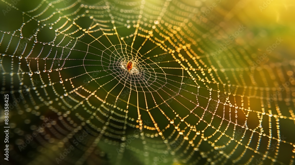 Obraz premium Close-up of a Spider's Silk Thread- Zoom in on a single silk thread of a spider's web