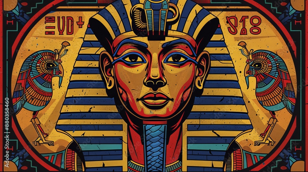 Obraz premium Pharaoh Portrait With Owls