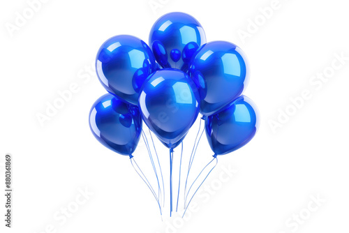 Blue balloons isolated on transparent background
