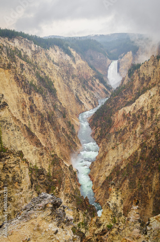 Grand Canyon of the Yellowstone and Lower Falls from Artist Point, Yellowstone National Park, Wyoming