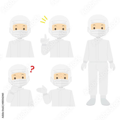 クリーンスーツを着た男性のイラスト