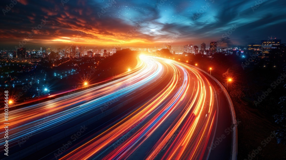 City Lights and Traffic Trails City Lights and Traffic Trails