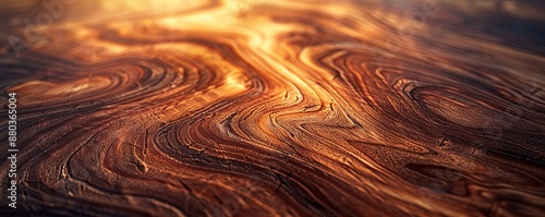 Polished walnut wood texture with rich grains, 4K hyperrealistic photo