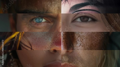 Diversity concept mosaic footage - we are one