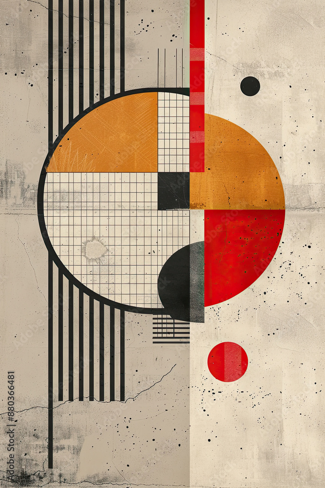 Artistic bauhaus poster with abstract shapes Artistic bauhaus poster with abstract shapes