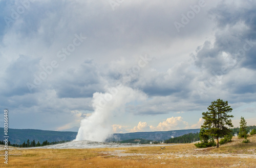 Old Faithful Geyser at Yellowstone National Park in Wyoming