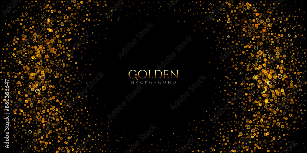 Fototapeta premium Elegant Golden bokeh and lights background. Luxurious gold glitters and sparkles for wedding celebrations, anniversary birthday ceremonies, festive party invitations