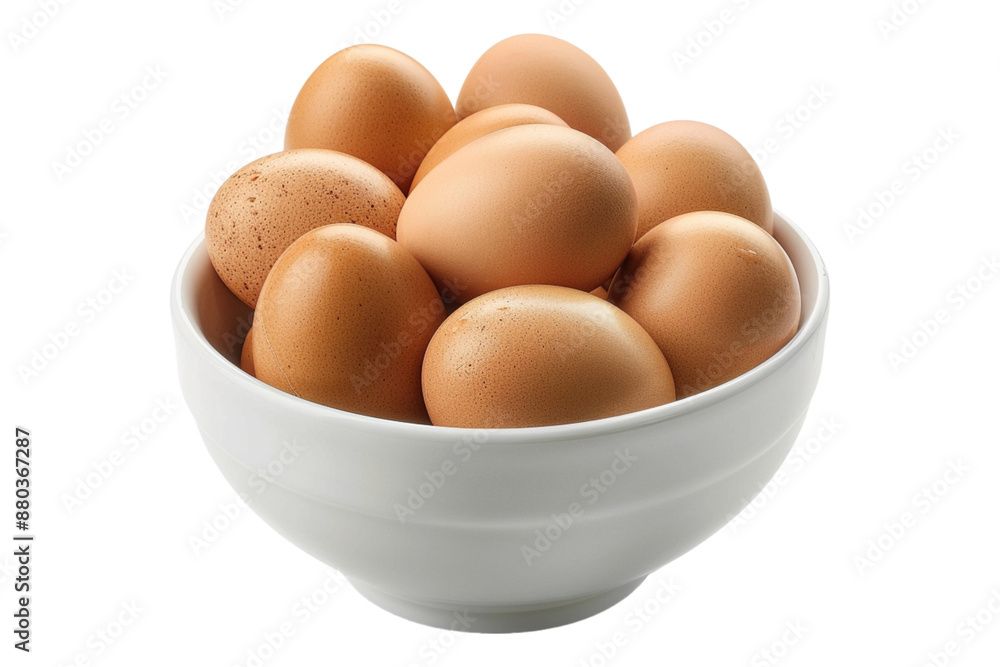 Brown egg in bowl isolated on transparent background Brown egg in bowl isolated on transparent background