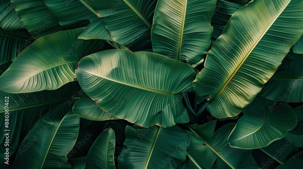 Obraz premium Vibrant banana leaf pattern for tropical vibes