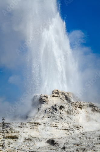 Castle Geyser erupting, Upper Geyser Basin, Yellowstone National Park, Wyoming, Montana